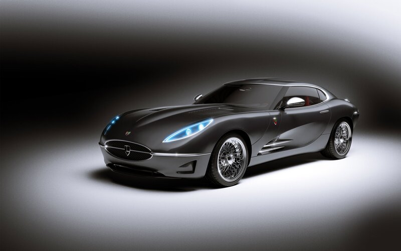 Black Sports Car — Gray, Dramatic, 3d Render, Headlights