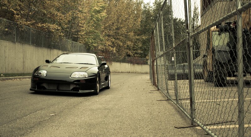 Black Sports Car — Gray, Dramatic, Autumn