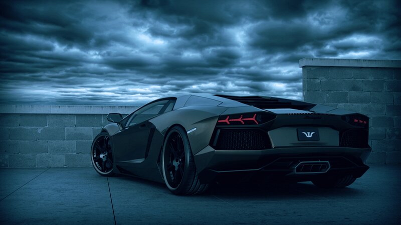 Black Sports Car — Gray, Dramatic, Night, Photograph