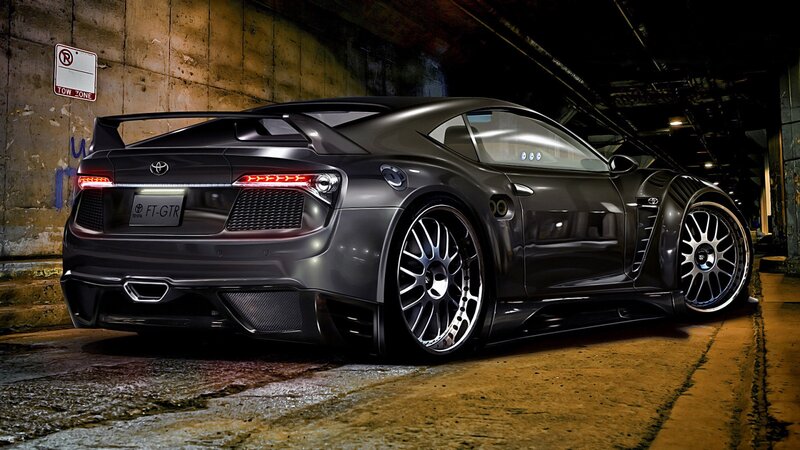 Black Sports Car — Gray, Dramatic, Night