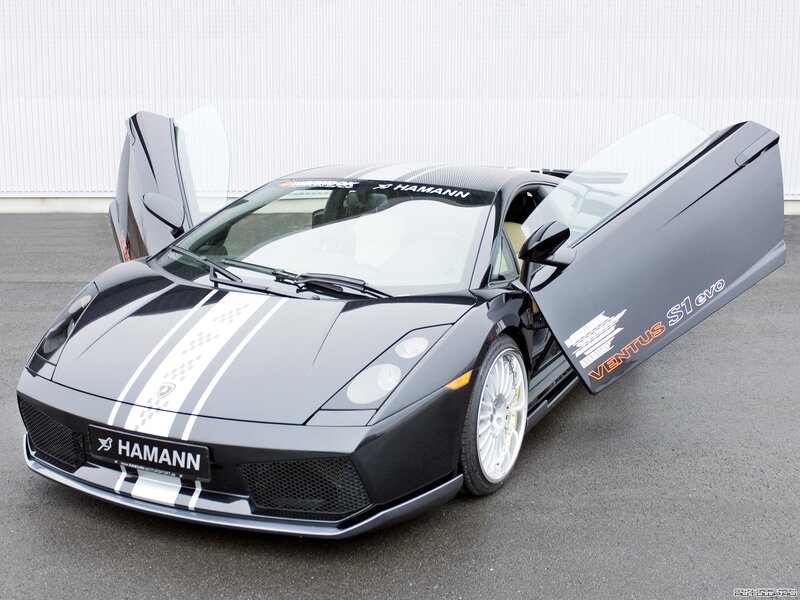 Black Sports Car — Gray, Dramatic, Photograph, Car Doors, White Stripes