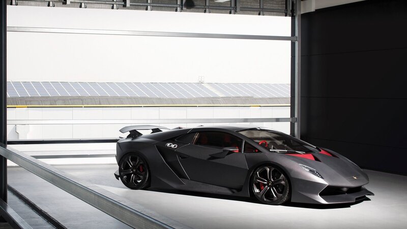 Black Sports Car — Gray, Dramatic, Photograph, Solar Panels, Garage