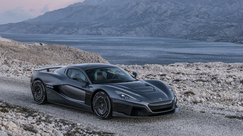 Black Sports Car — Gray, Dramatic, Sunset, Photograph, Mountains, Sea