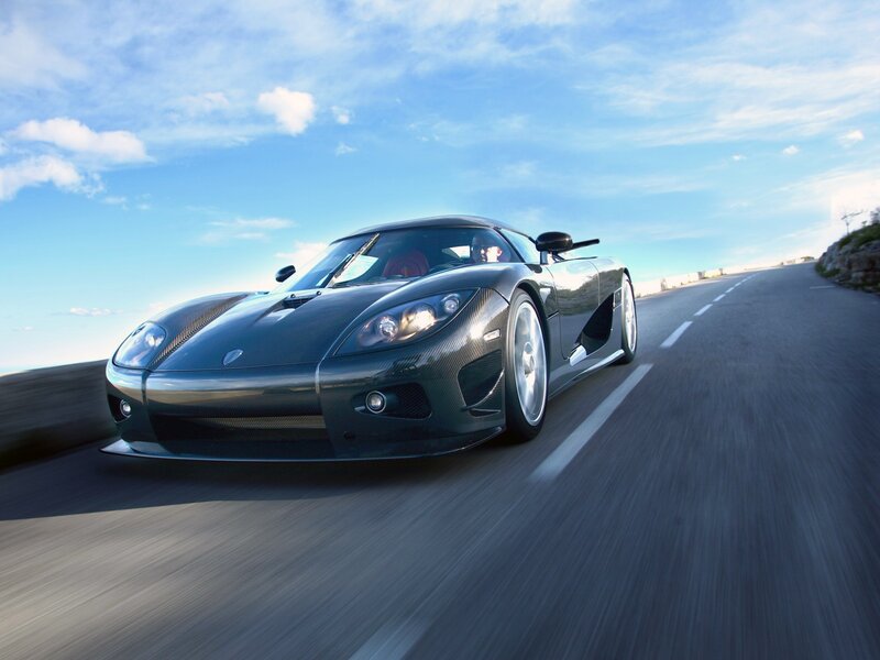 Black Sports Car — Gray, Dynamic, Afternoon, Photograph, Road, Sky