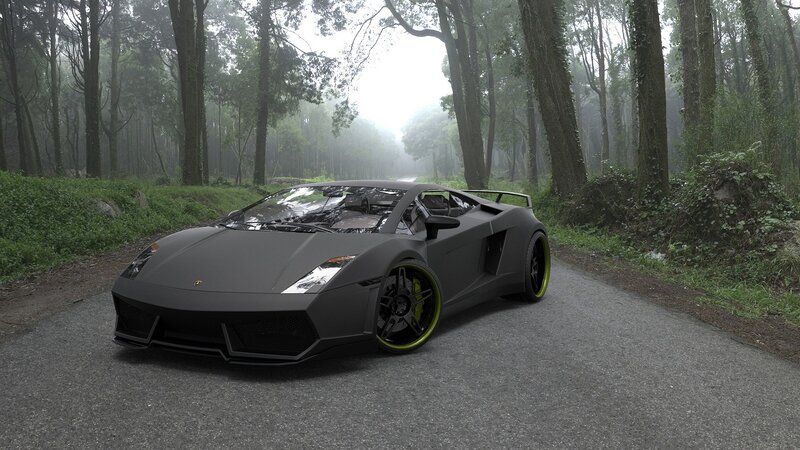 Black Sports Car — Gray, Misty