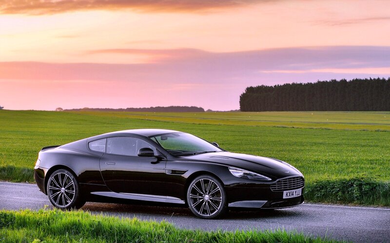 Black Sports Car — Green, Serene, Sunset