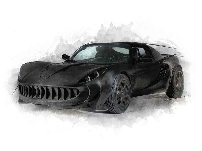 black sports car illustration