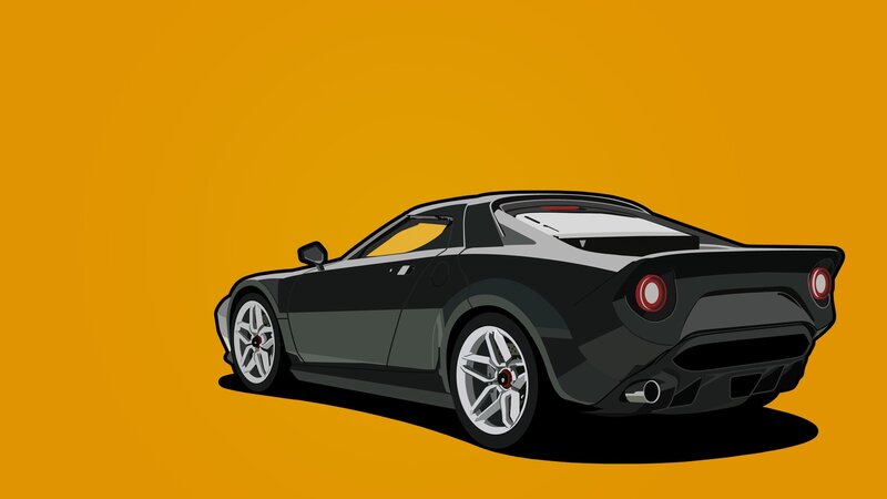 black sports car illustration