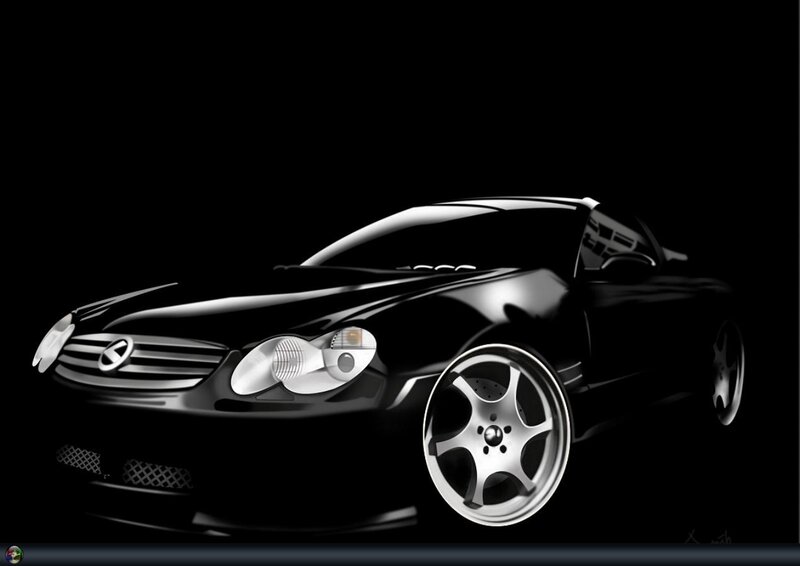 black sports car illustration