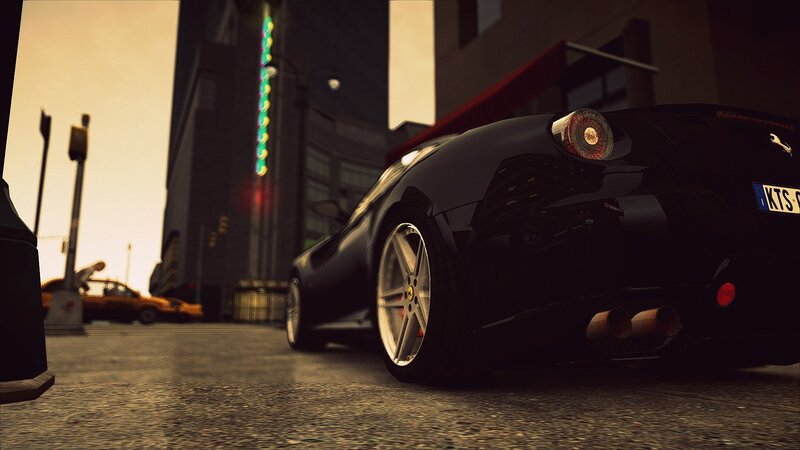black sports car in city