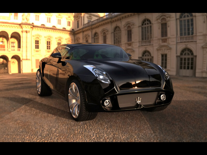 black sports car in courtyard