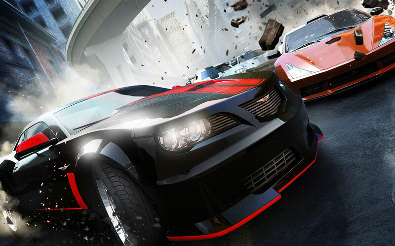Black Sports Car in Crash — Chaotic