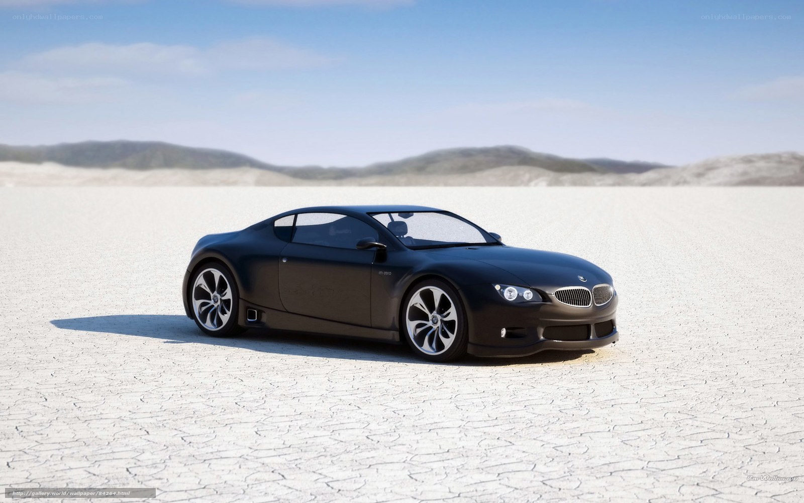 Black sports car in desert