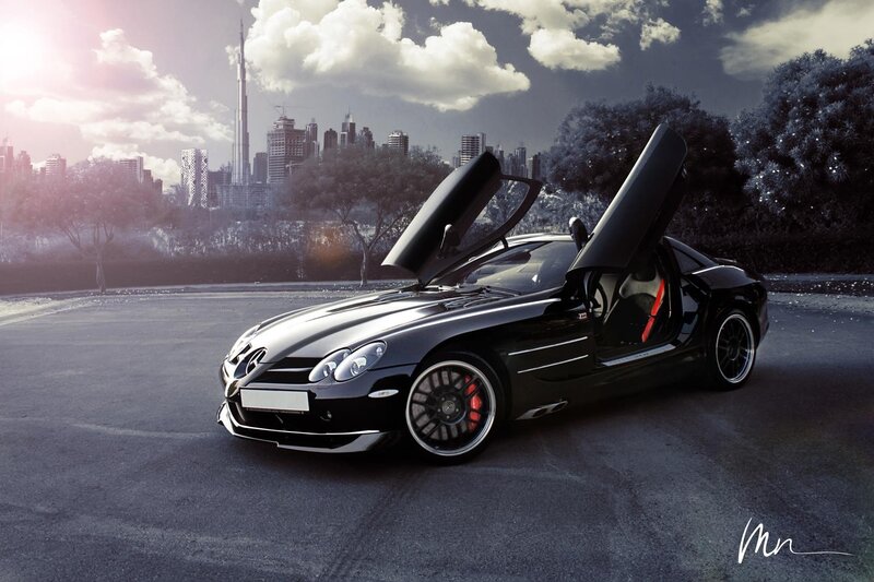 Black sports car in Dubai