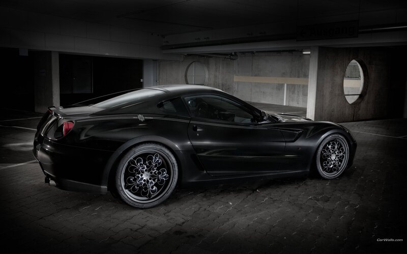 black sports car in garage