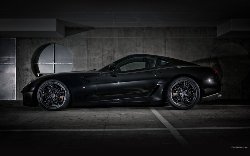 black sports car in garage