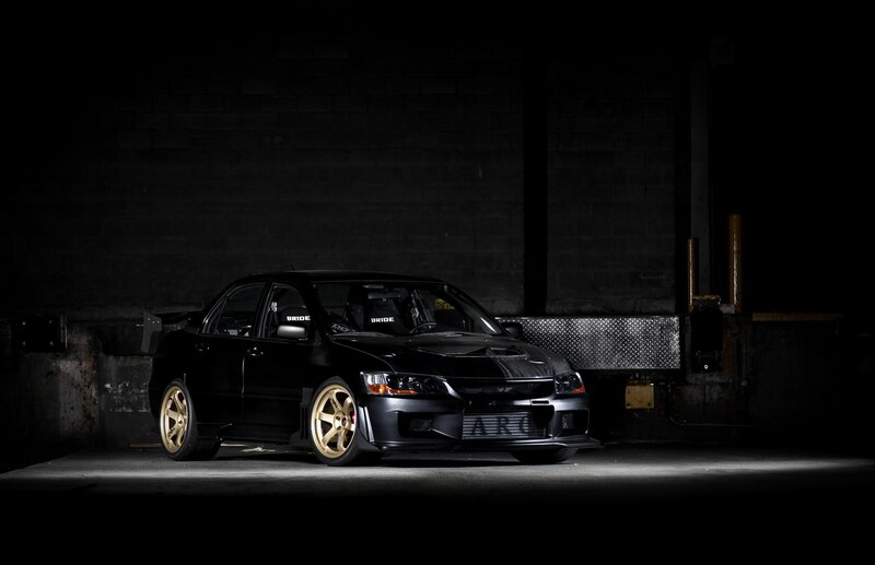 black sports car in garage
