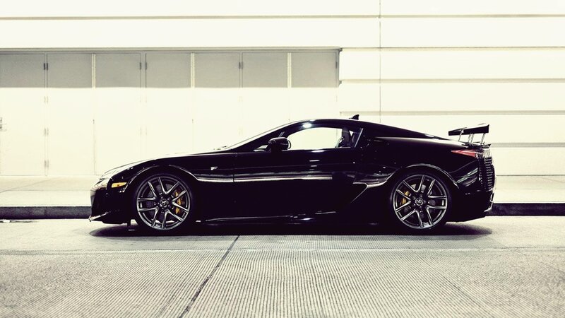 black sports car in garage