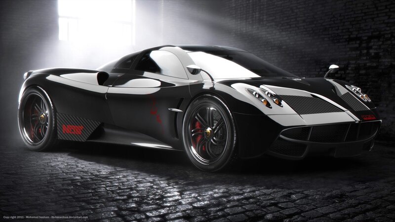 black sports car in garage