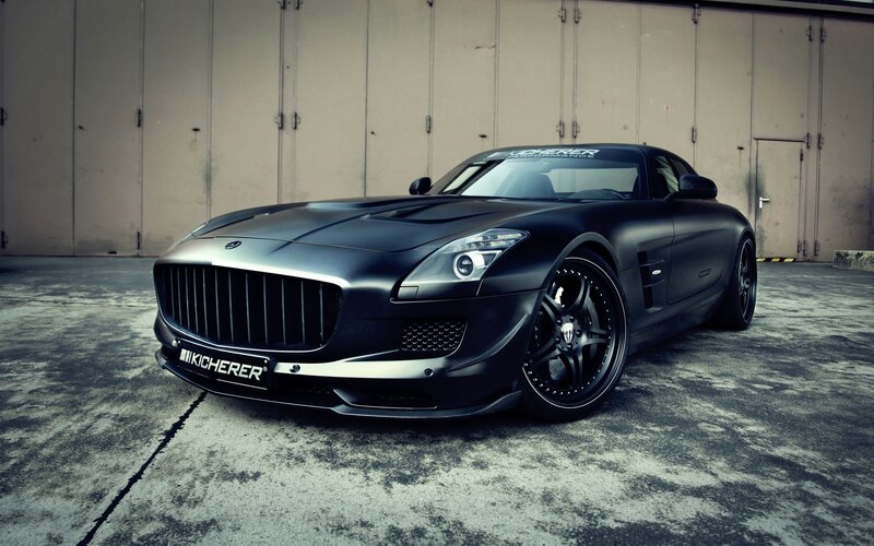black sports car in garage