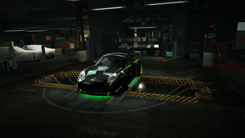 black sports car in garage