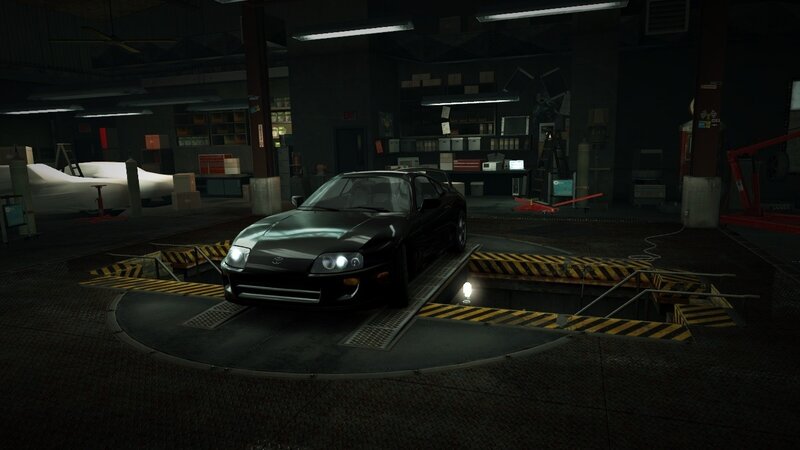 black sports car in garage