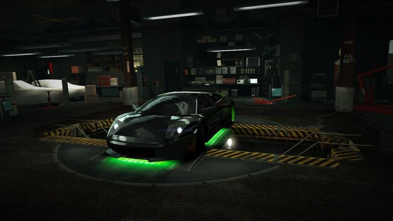 black sports car in garage