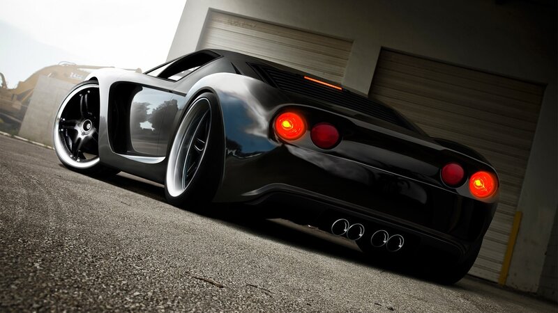 black sports car in garage