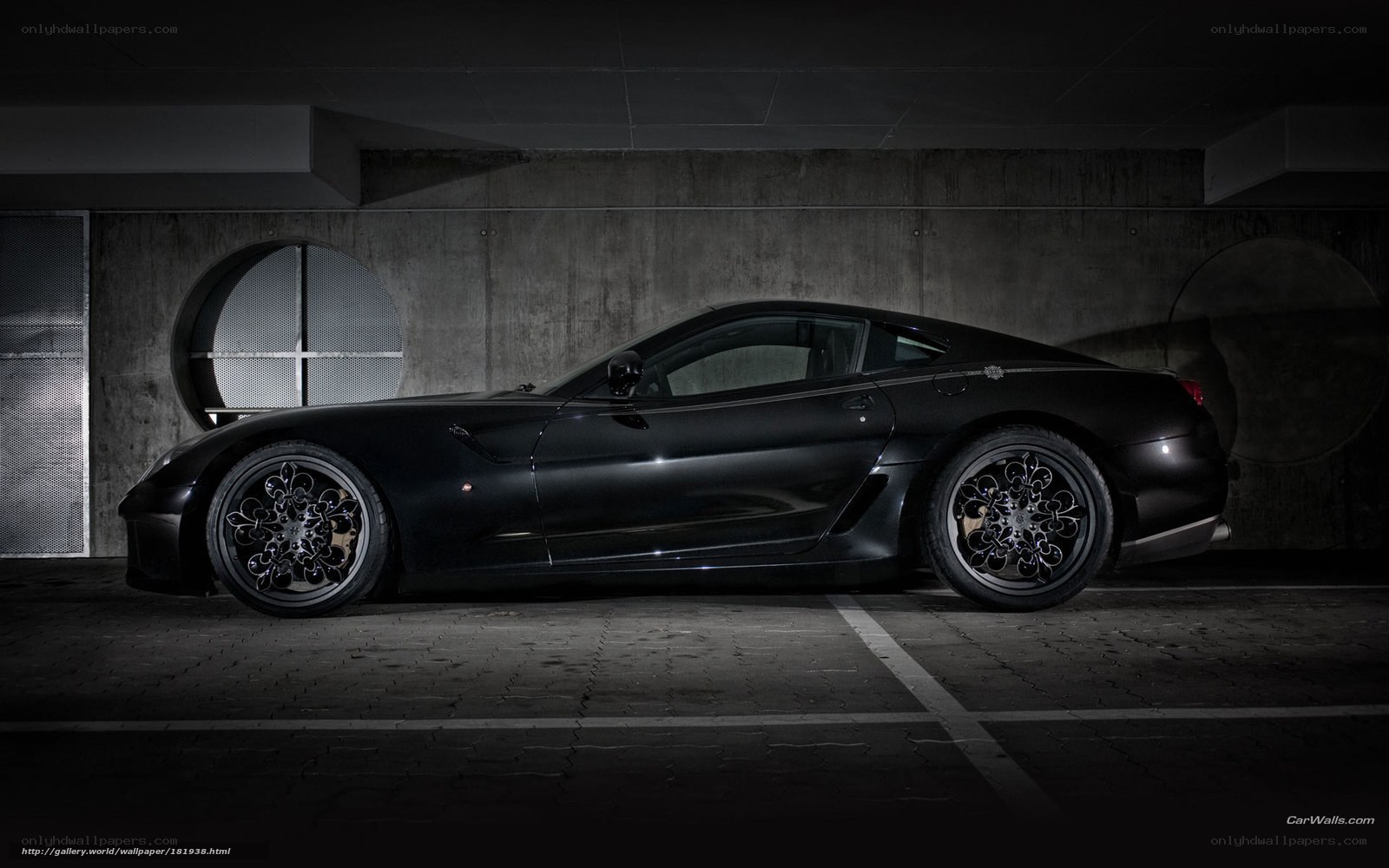 black sports car in garage