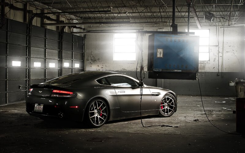 Black Sports Car in Garage — Gray