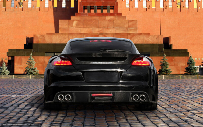 Black sports car in Moscow