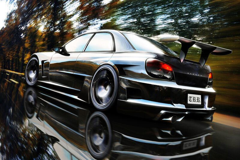 black sports car in motion