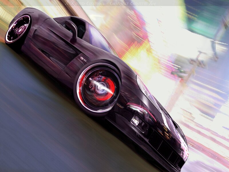 Black sports car in motion