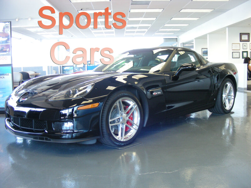 Black sports car in showroom
