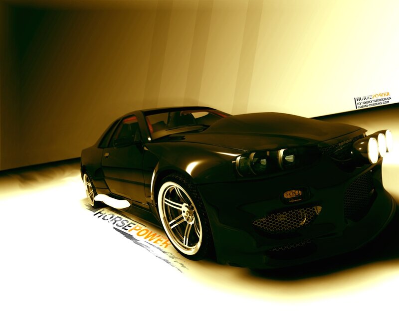 Black sports car in studio