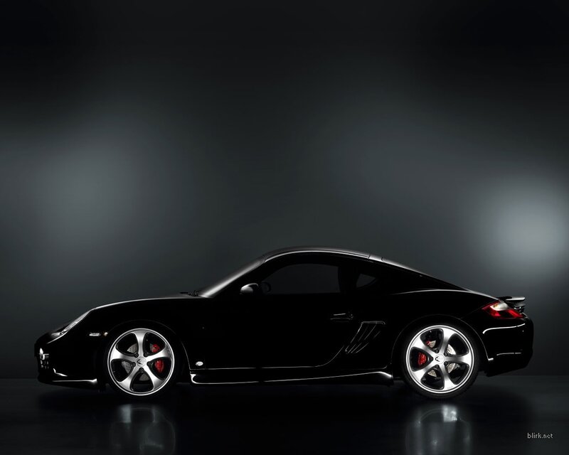 Black sports car in studio