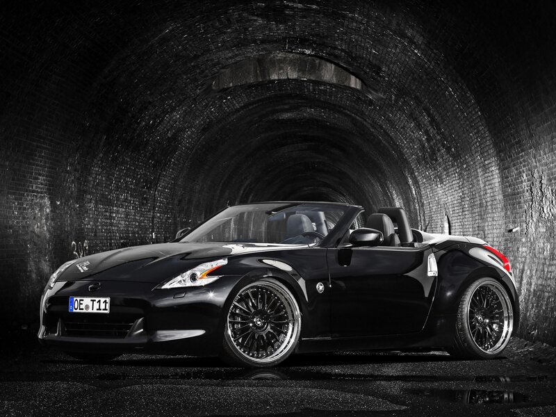 Black sports car in tunnel