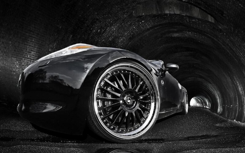 black sports car in tunnel