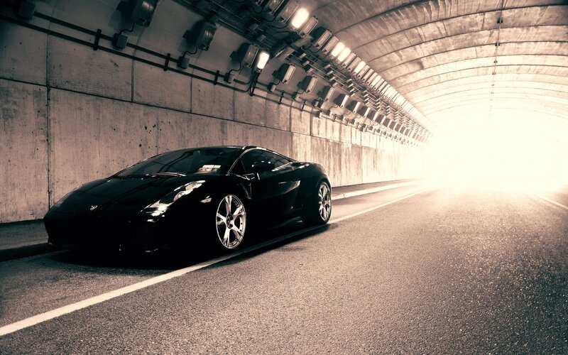 Black Sports Car in Tunnel — Dramatic