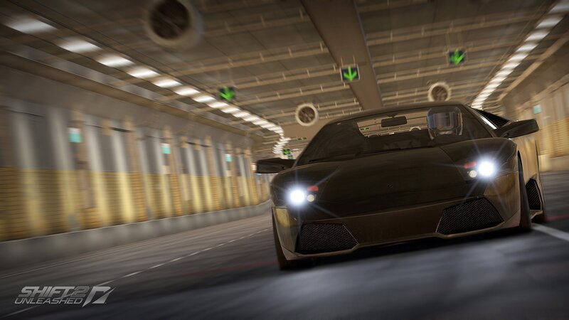 Black Sports Car in Tunnel — Dynamic, 3d Render, Headlights