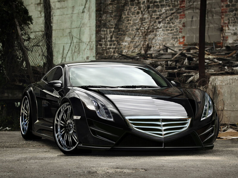 Black sports car in urban setting