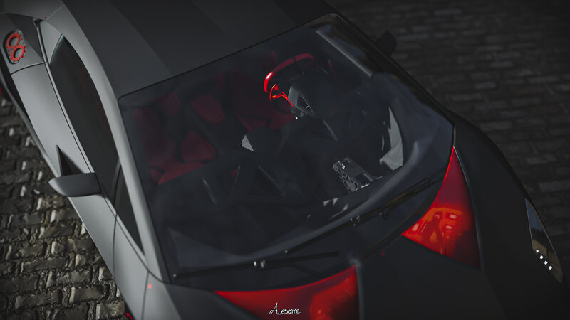 Black Sports Car Interior — Dark