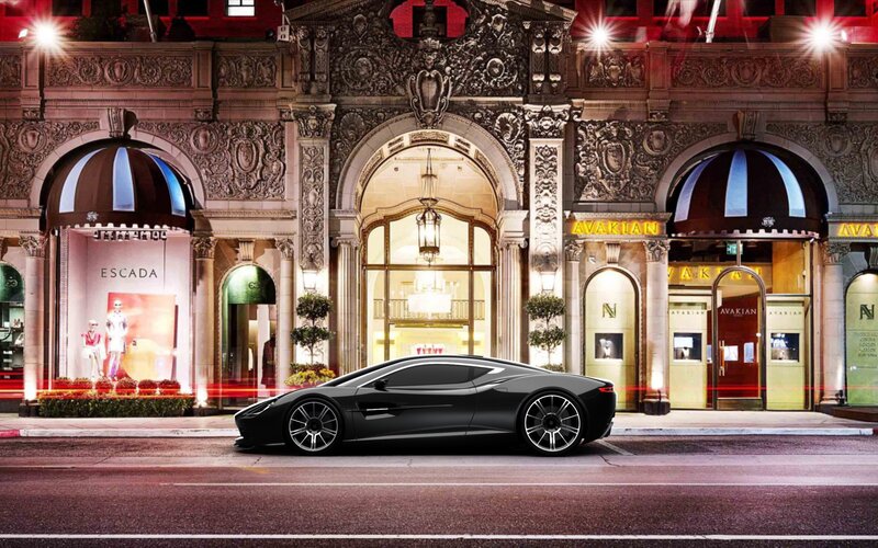 Black Sports Car — Luxurious, Night