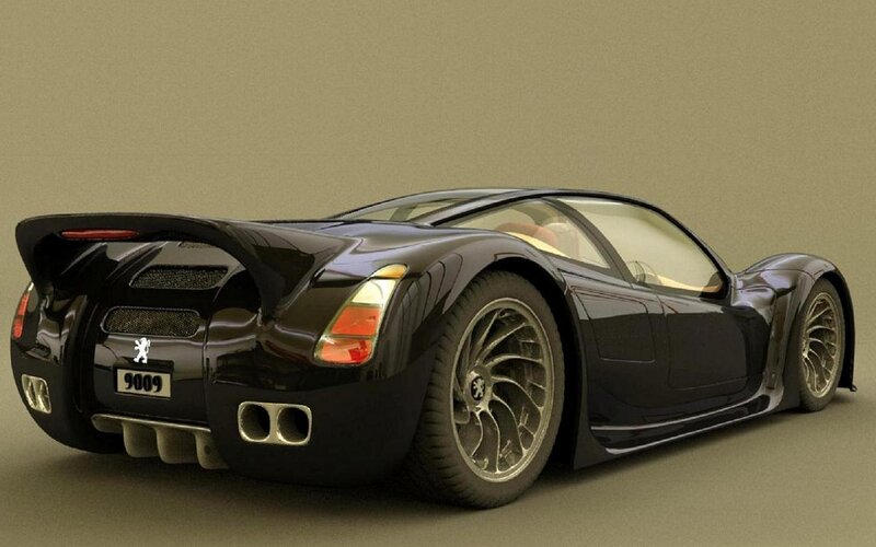 Black Sports Car — Neutral, 3d Render, Rear View