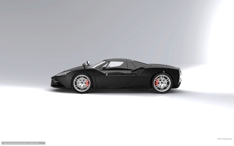 Black Sports Car — Neutral, 3d Render, Wheels, Side Mirror