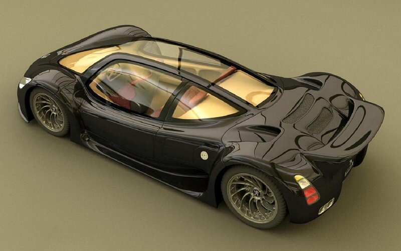 Black Sports Car — Neutral, 3d Render, Wheels, Windows