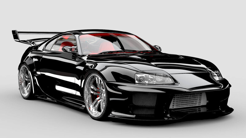 Black Sports Car — Neutral, 3d Render, Wings