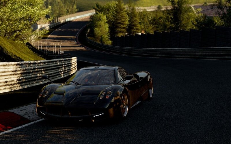 Black sports car on a racetrack