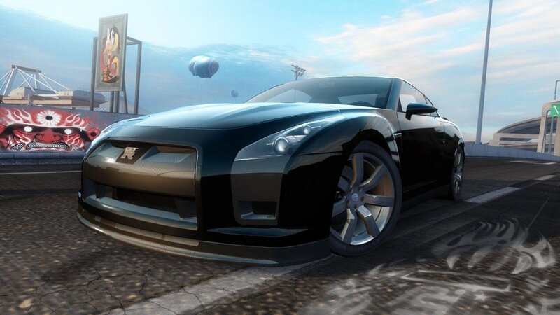 Black sports car on a racetrack