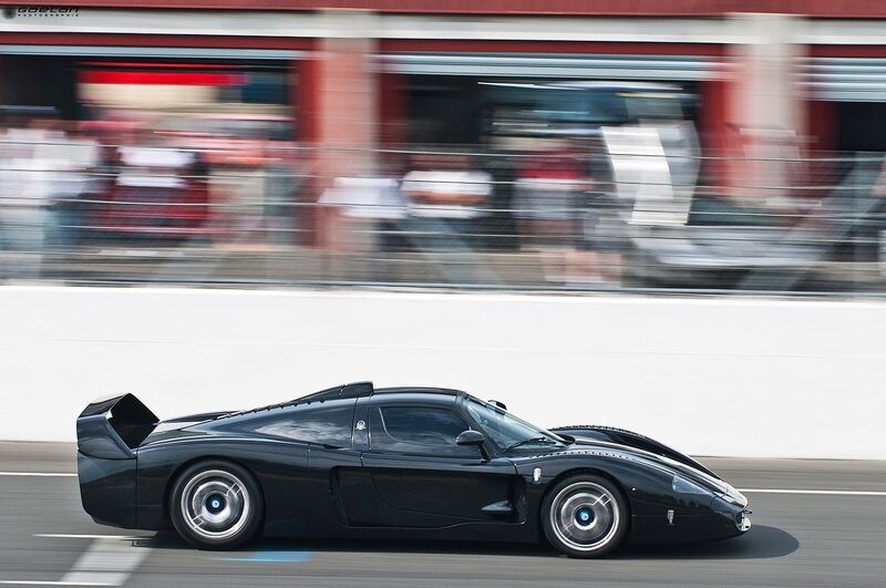 Black sports car on a racetrack